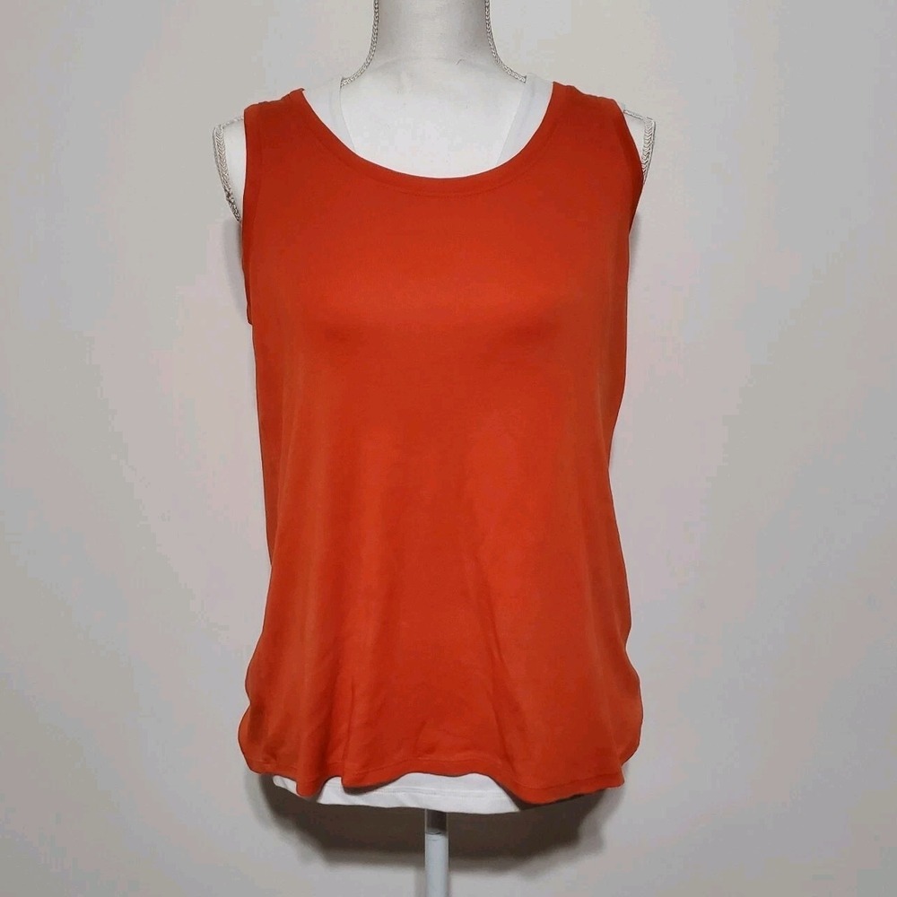 J. Jill Sleeveless Top Sz XS Pima Back-Pleat Tank Soft Pima Cotton Blouse Orange